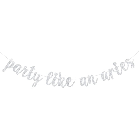 Silver Glitter Party Like An Aries Banner, Aries Zodiac Birthday Party Decor, Astrology Horoscope Themed Birthday Letter Garland for Aries Party Photo Booth Backdrop
