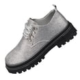 thumbnail image 1 of Silver Glitter Platform Sneakers Unisex - Chunky Sparkly Shoes for Party & Streetwear, Comfortable Lace-Up Shoes with Cushioned Insole,Size 6, 1 of 9