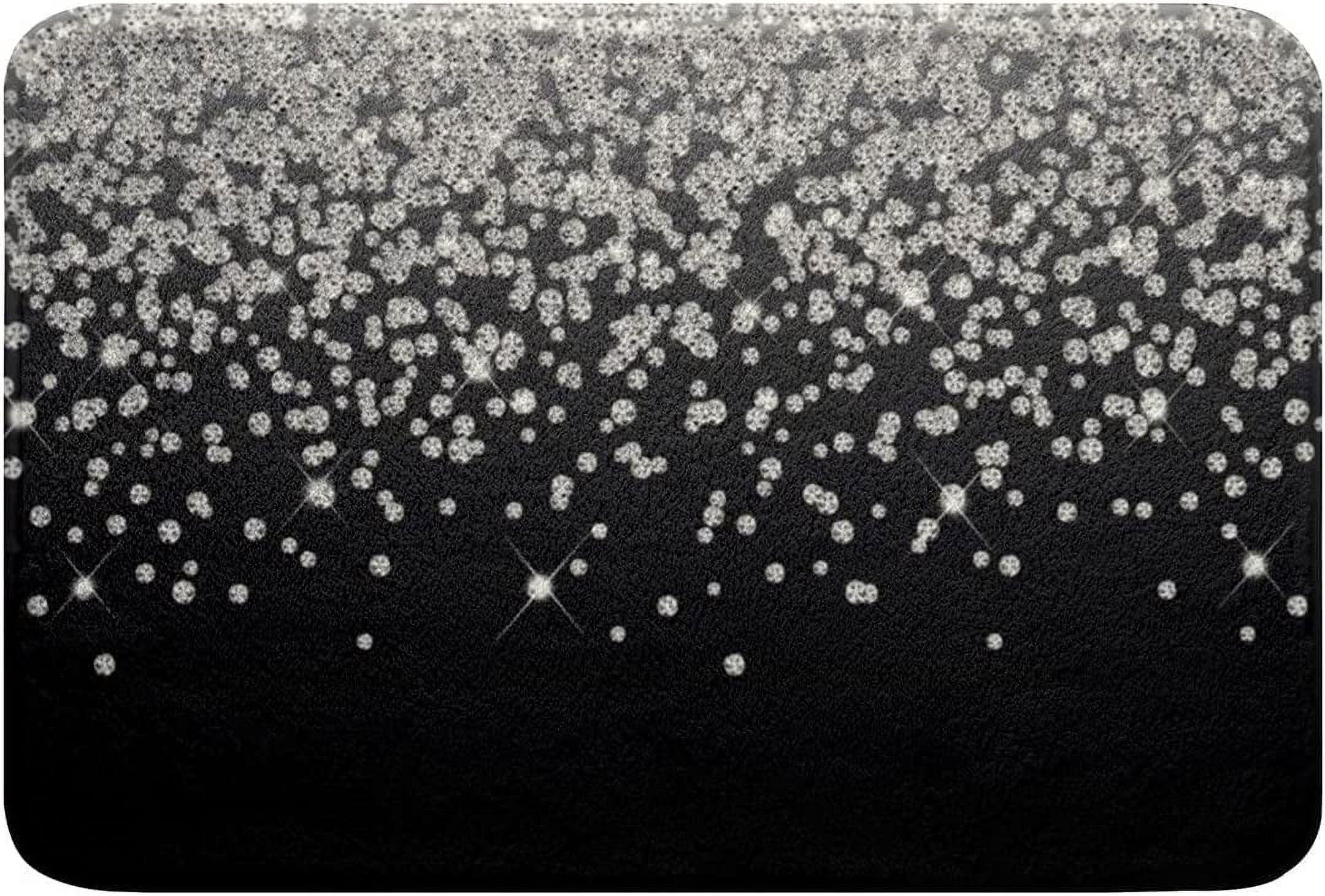 Silver Glitter Print (No Glitter) Bathroom Rugs Bling Decorations Non ...