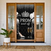 Silver Glitter Prom Send-off Banner Rhinestone Accented Prom Backdrop Tufted Glamorous Prom Display for High School Prom Night Pre-Prom Gathering Formal Celebration