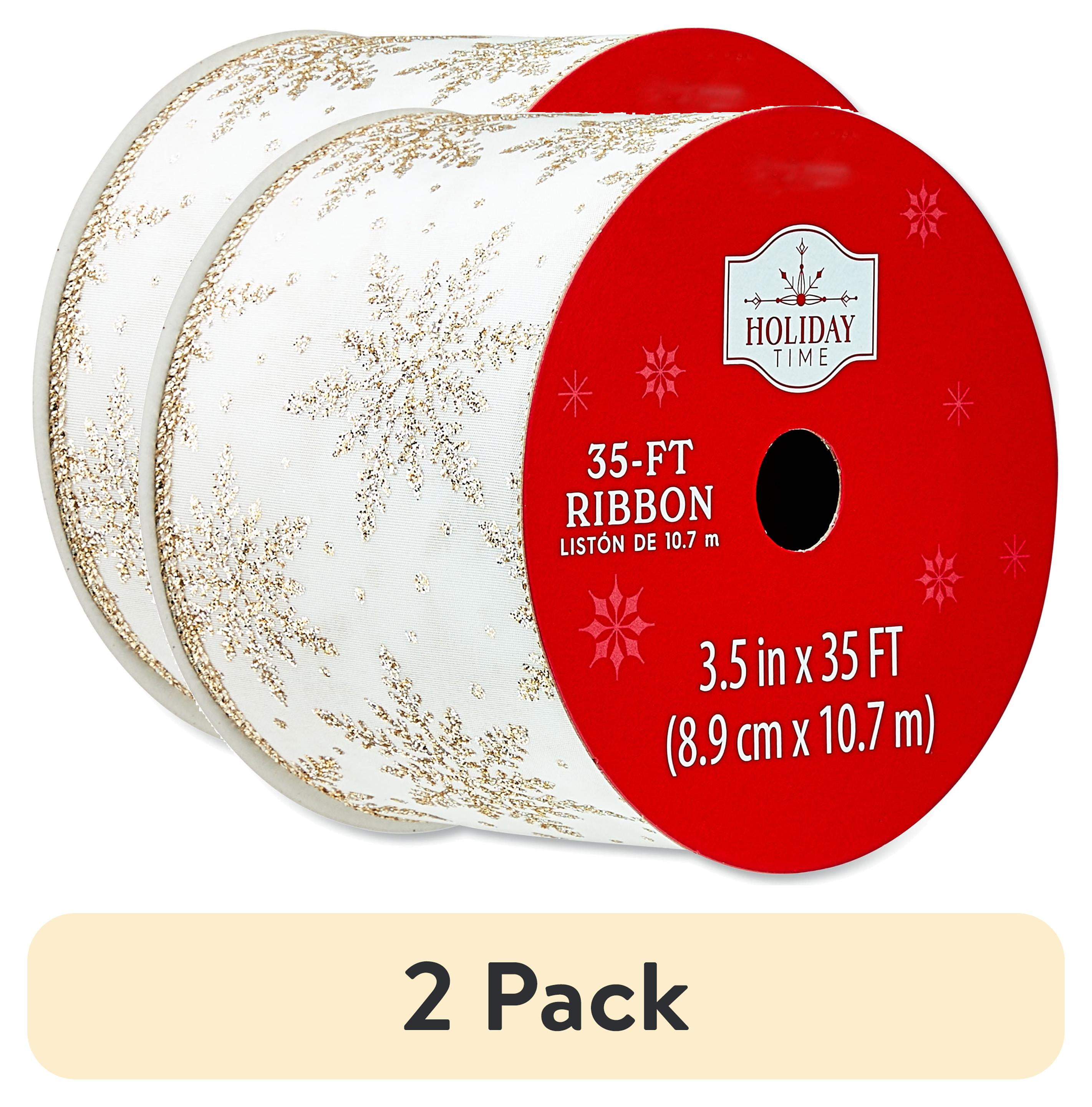 2 Pack Silver Glitter Snowflake Polyester Christmas Ribbon 3 5 In X 2-pack-silver-glitter-snowflake-polyester-christmas-ribbon-3-5-in-x