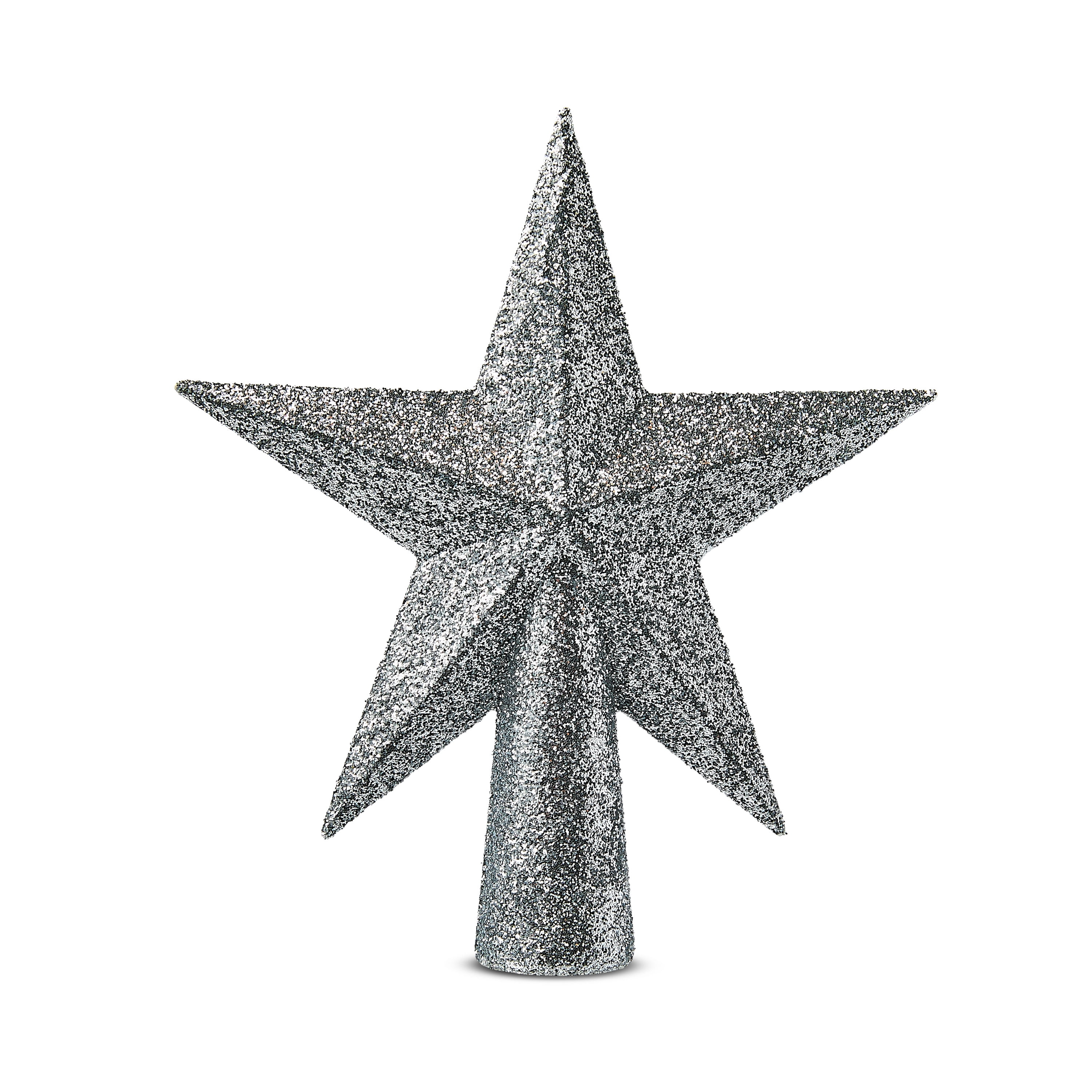 Silver Glitter Star Mini Christmas Tree Topper, 6 in, by Holiday Time