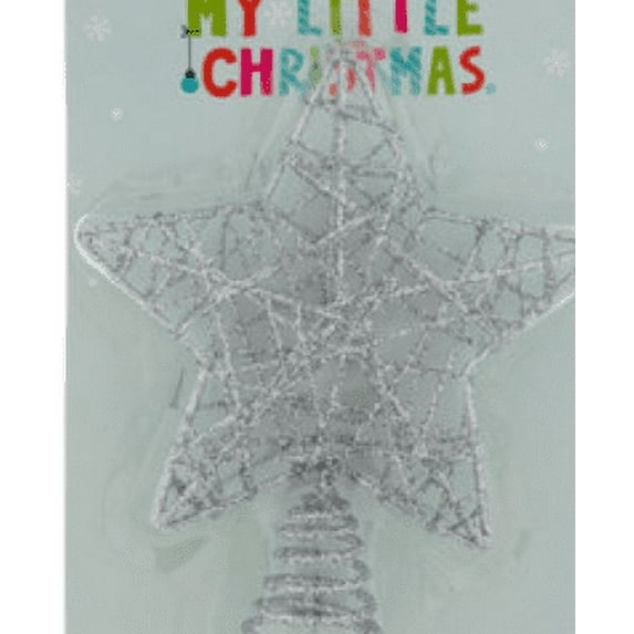 Silver Glitter Star Mini Tree Topper Tree Trimming Decoration Home Decor 5.5" Length