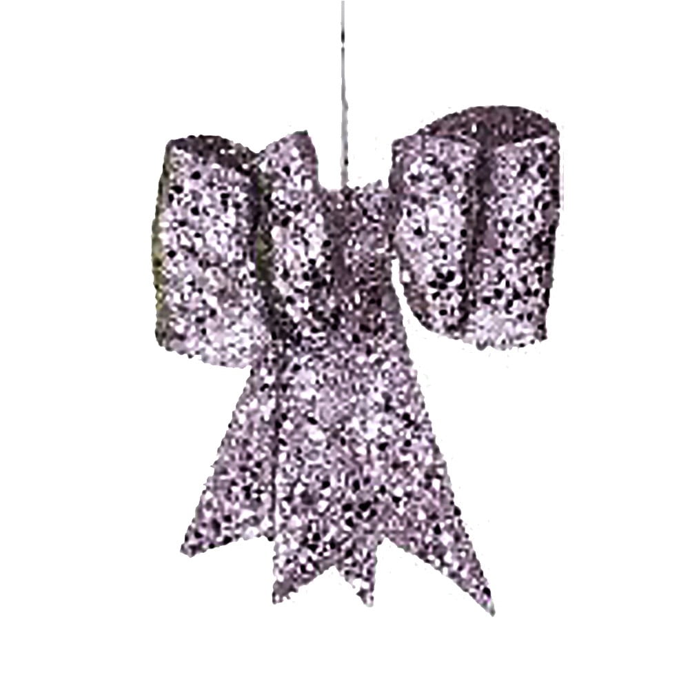 Silver Glittered Bow LG 13 Inch