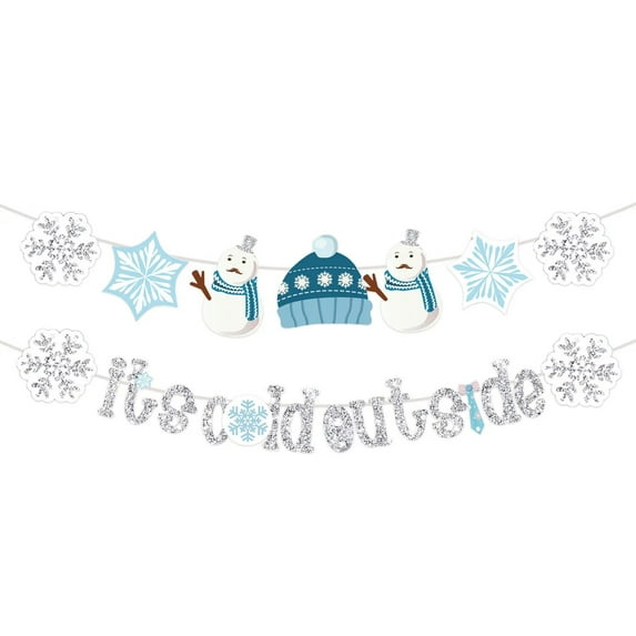Silver Glittery It's Outside Banner, Winter Baby Shower, Winter Wonderland Birthday, Christmas Party Decoration