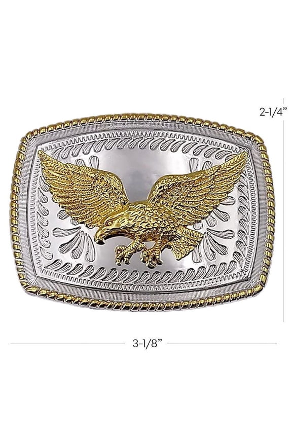 Silver Gold Bald Eagle Feathers Belt Buckle 038 rope style - New with box/tags