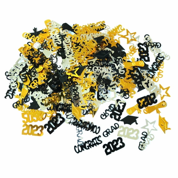 Silver Gold and Black Graduation Confetti 2026, 1000 Pcs Congrats Grad Confetti Class of 2026 Party Table Centerpiece for Graduation Party Decorations, #B