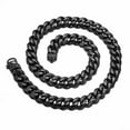 thumbnail image 1 of Silver Gold Black Stainless Steel Cuban Link Chain Necklace for Men Jewelry, 1 of 4
