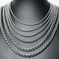 thumbnail image 1 of Silver/Gold Braided Wheat Link 3mm-7mm Mens Chain Stainless Steel Necklace Gift, 1 of 5