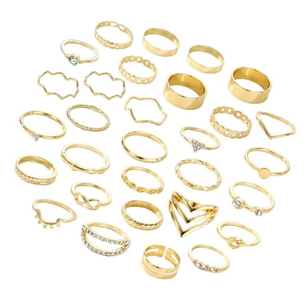 Silver/Gold Color Rings Set for Men and Women Elegant Stackable Rings Accessory