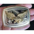 thumbnail image 1 of Silver Gold Eagle Belt Buckle Western Cowboy, 1 of 2