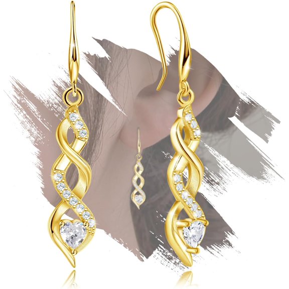 Silver Gold Earrings Women Earrings Hypoallergenic Heart Earrings Earrings Sterling Drop Dangle for - Infinity Shaped Cubic Zirconia Dangling Fashion Dainty Long Gift for Birthday[q581]