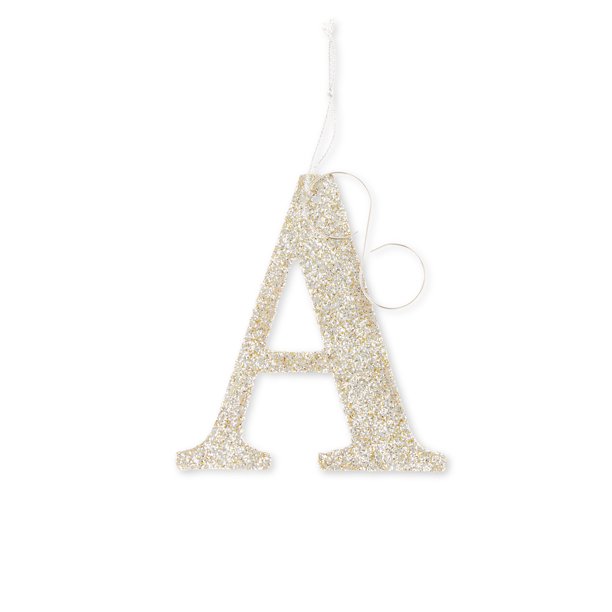 Silver & Gold Glitter Monogram Letter Christmas Ornament, A, by Holiday