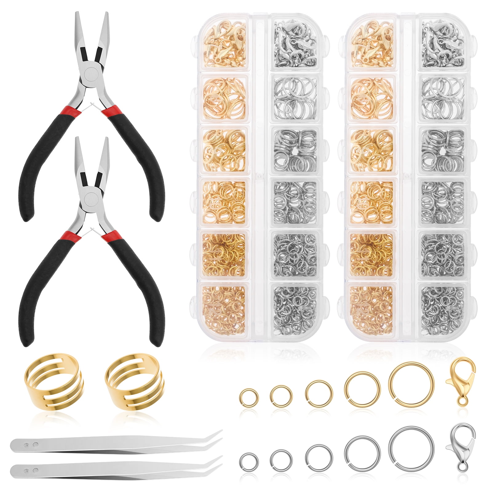 Silver and Gold Jump Rings with Pliers and Tweezers Practical Jewelry ...