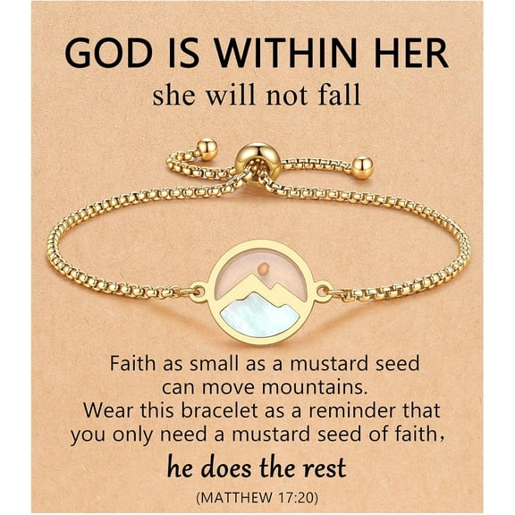 Silver/Gold Move Mountains-Mustard Seed Bracelet Christian Easter Christmas Birthday Gifts for Women Her