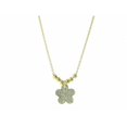 thumbnail image 1 of Silver Gold Plated Flower Pendant Pave Cubic Zirconia & 6 Ball Beads Necklace, 16 in. Plus 2 in., 1 of 1