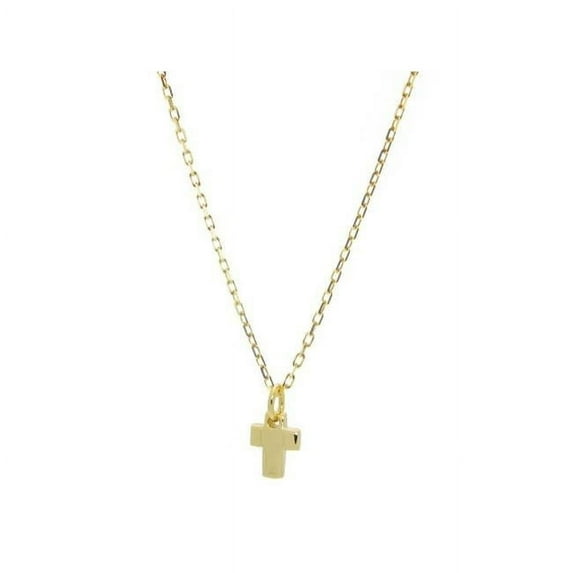 Silver Gold Plated Mini Cross 7 mm Pendant Necklace 16 Plus 2 in.