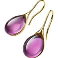 thumbnail image 1 of Silver Gold Plated Water Drop Style Crystal Stone Classic Plain Dangle Hoop Earrings, 1 of 2