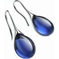 thumbnail image 1 of Silver Gold Plated Water Drop Style Crystal Stone Classic Plain Dangle Hoop Earrings, 1 of 1