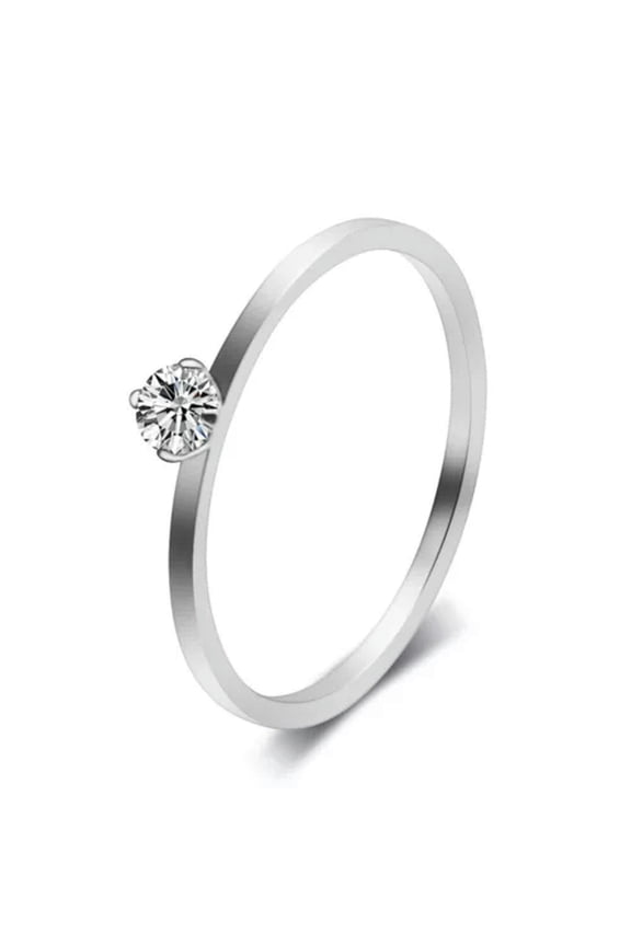 Silver/Gold/Rose Gold CZ Band Women's Gift Titanium Steel 1mm Tail Ring Size 5-9