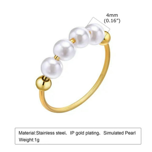 Silver /Gold Round 4mm Pearl Band Women's Wedding Engagement Party Ring Size 5-8