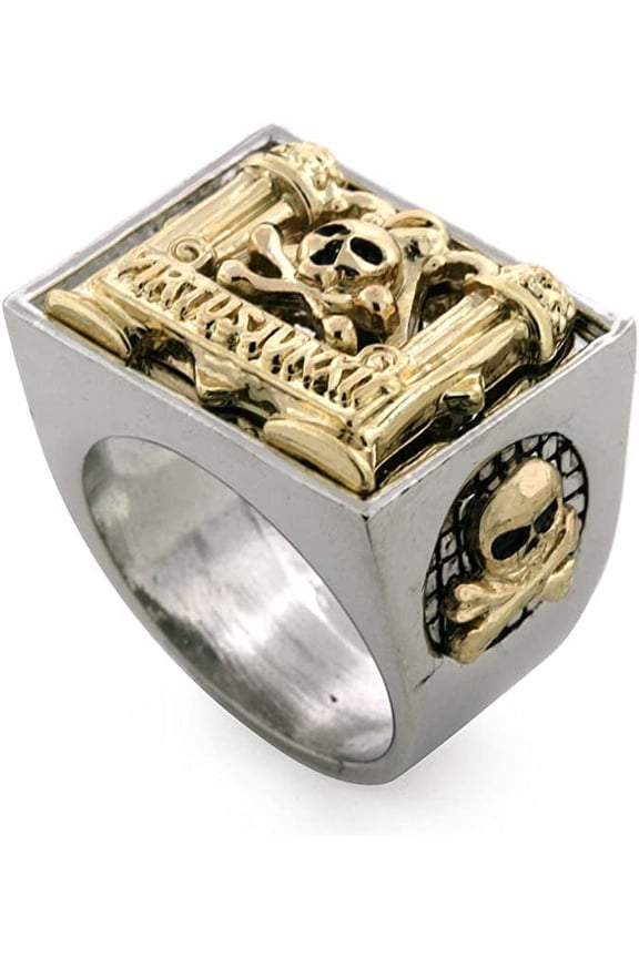 Silver/ Gold Tone Mason Masonic Virtus Iunxit Men's Ring Size 8 #5