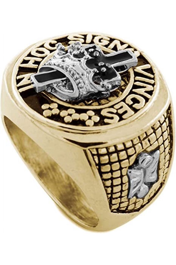 Silver/Gold Tone York Rite of the Masonic Mason Order. Hoc Signo Vinces Men's Ring Size 12 #3