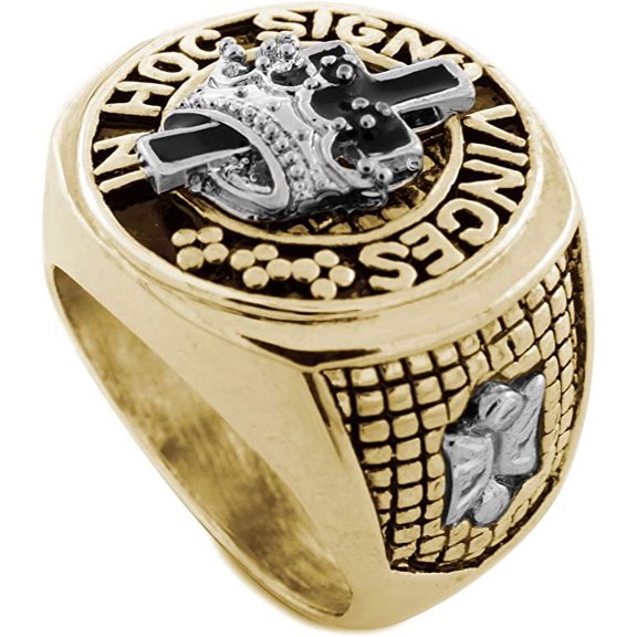 Silver/Gold Tone York Rite of the Masonic Mason Order. Hoc Signo Vinces Men's Ring Size 7 #3
