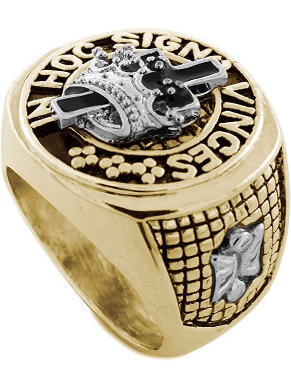 Silver/Gold Tone York Rite of the Masonic Mason Order. Hoc Signo Vinces Men's Ring Size 7 #3