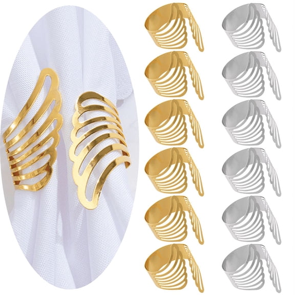 Silver/Golden Angel Wing Napkin Rings Set of 12 Angel Napkin Buckle for Hotel Restaurant,Home Kitchen Table Decor Accessories Napkin Buckles