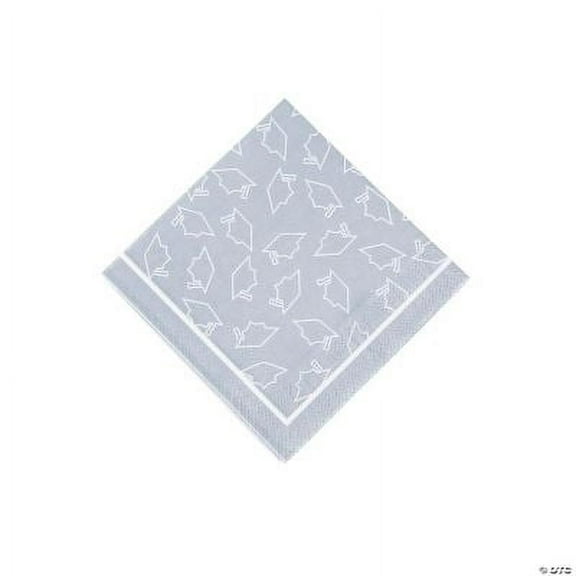 Silver Graduation Bev Nap - Party Supplies - 50 Pieces