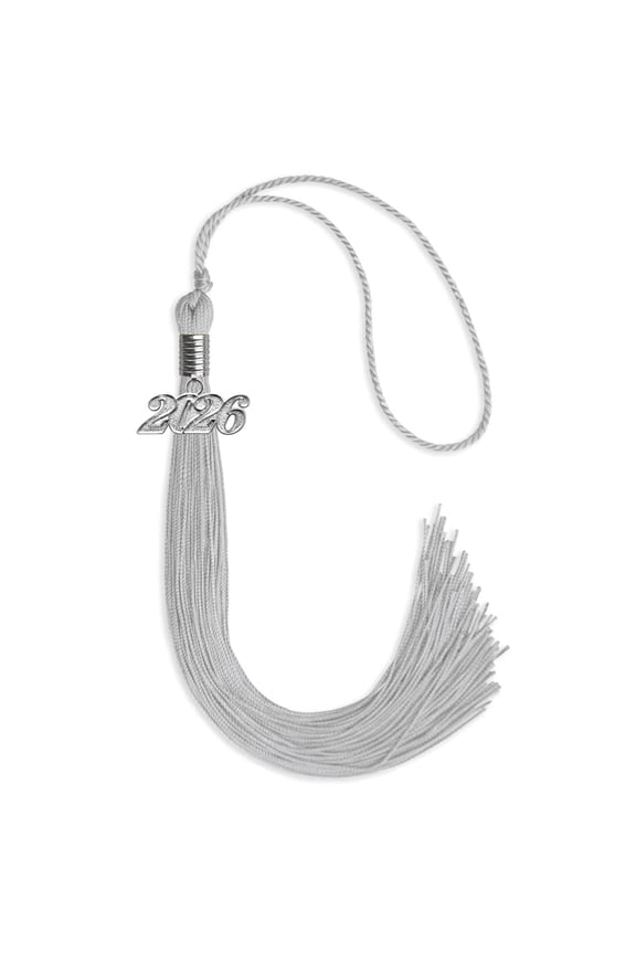 Silver Graduation Tassel with Silver Date Drop