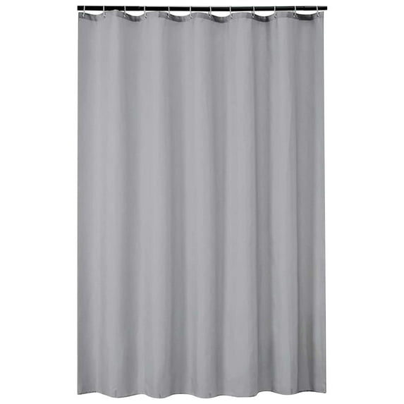 Silver Gray Bathroom Partition Curtain with Metal Grommets and Hooks, 71x71 Inches, Polyester