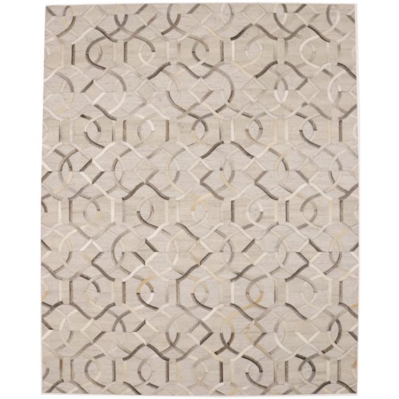 Silver Gray Cowhide 8X10 Modern Leather Rug