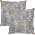 thumbnail image 1 of Silver Gray Leaf Pillow Covers 16X16 Inch Summer Tropical Monstera Leaves Plant Decorative Pillow Cases Set of 2 Botanical Cotton Linen Throw Pillows Modern Home Decor For Couch Cushion Outdoor, 1 of 6