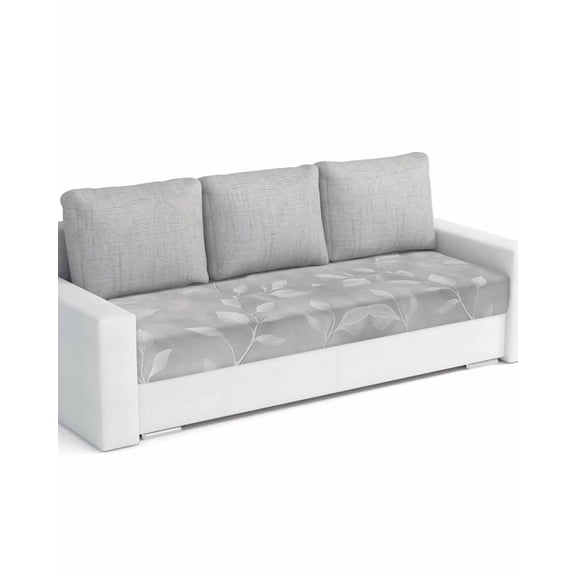 Silver Gray Leaves Sofa Couch Cushion Covers Washable, Removable Stretchable Sectional Couch Covers, Modern Abstract Botanical Branches Slipcovers for L & T Shape Sofa Furniture Protector L Size 1 pc