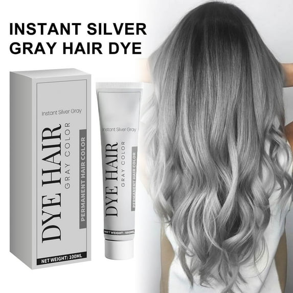 Silver Gray Natural Hair Dye Cream ,Silver Gray Hair Dye, Neutral Hair Dye, Gray Hair Dye Cream, Silver Hair Dye for Brunettes, Stylish Neutral Hair Dye for All Hair Types