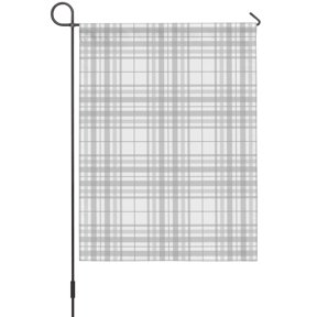 Silver Gray Plaid Garden Flag 12 x 18 Inches, Grey Stripes Checks Grid Retro Industrial Weather Proof Outdoor Patio Flags Double Sided Small Garden Decoration for Yard Outside Home