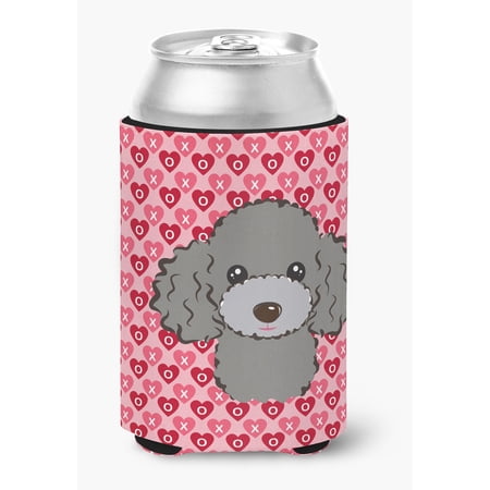 Silver Gray Poodle Hearts Can or Bottle Hugger