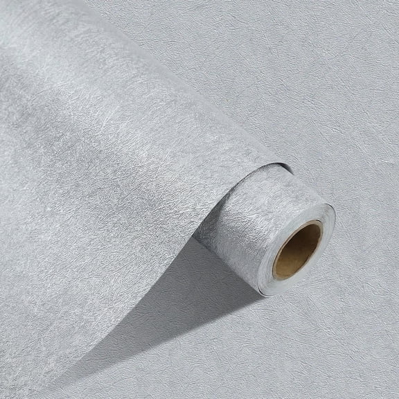 Silver Gray Removable Vinyl Peel and Stick Wallpaper Roll, 2 Rolls Self Adhesive Wall Paper