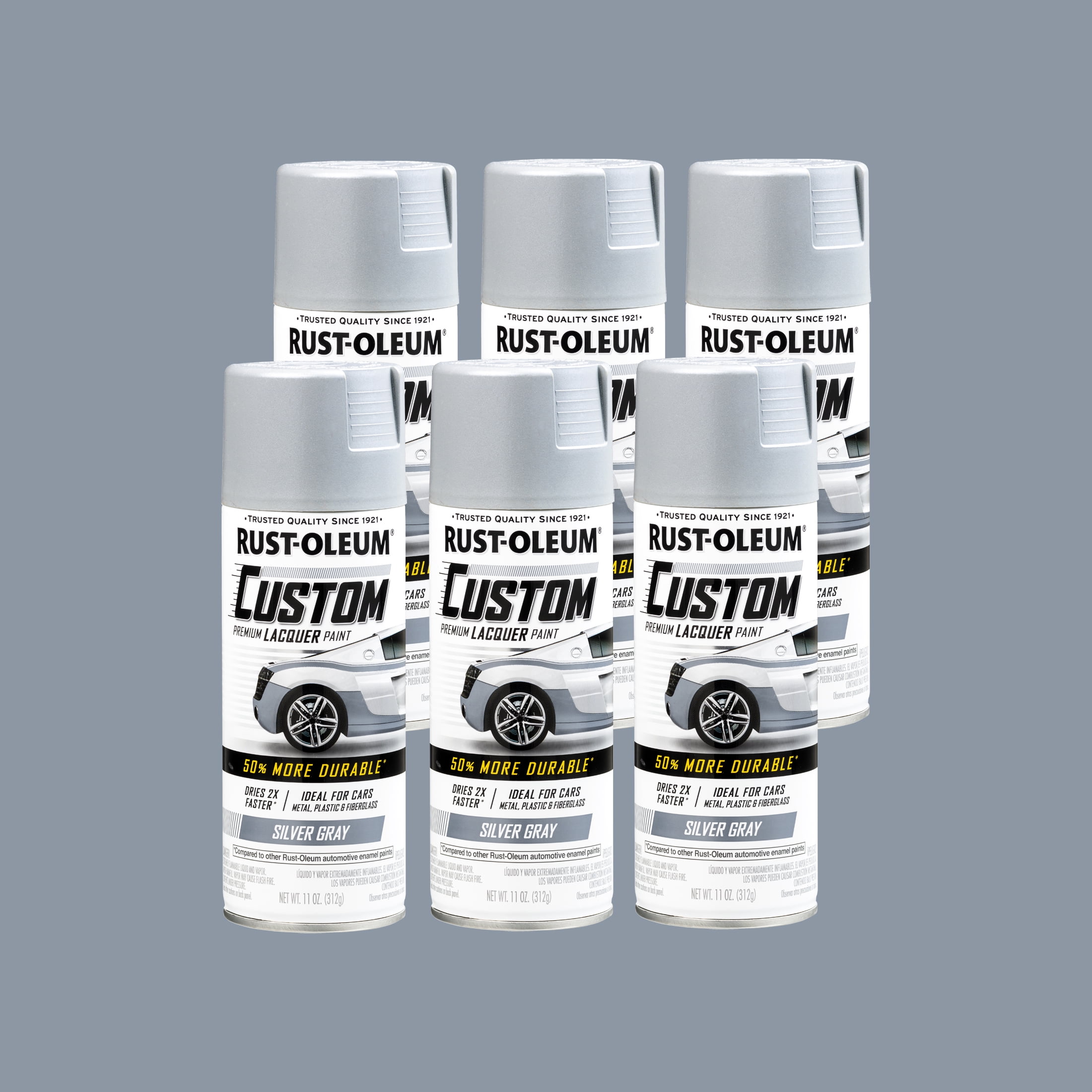 6 Pack, Silver Gray, Rust-Oleum Automotive Custom Matte Lacquer