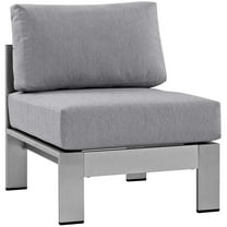 Modway Shore Armless Outdoor Patio Aluminum Chair in Silver Gray