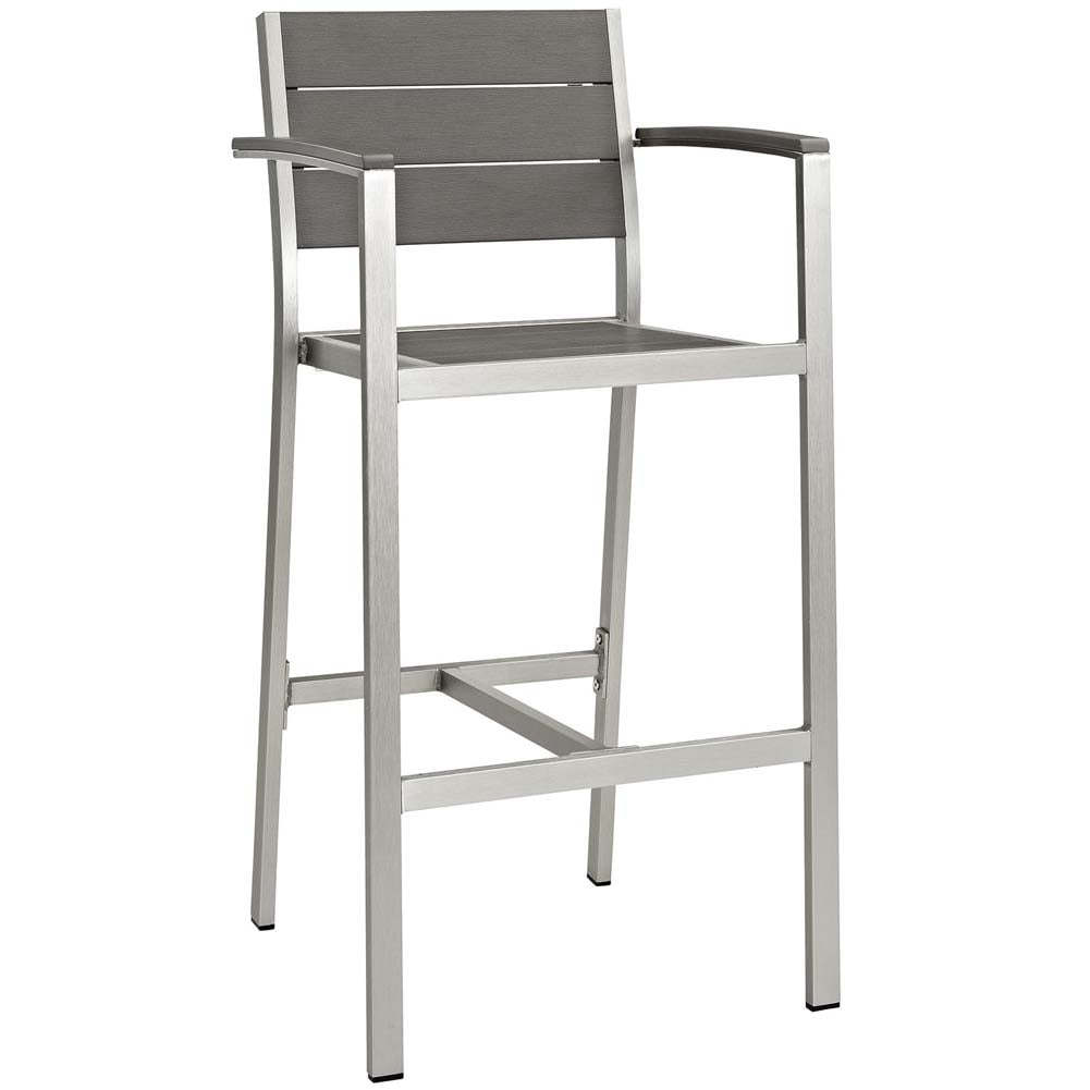 Shore Silver Gray Aluminum Outdoor Patio Dining Chair