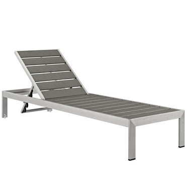 Silver Gray Shore Outdoor Patio Aluminum Chaise EEI-2247-SLV-GRY
