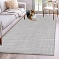 thumbnail image 1 of Silver Gray Solid Washable Area Rug 3x5 Minimalist Cloth Cool Gray Linen Texture Industrial Low-Profile Area Rugs Non Slip Backing Indoor Floor Carpet for Entrance Living Room Bedroom Home Office, 1 of 9