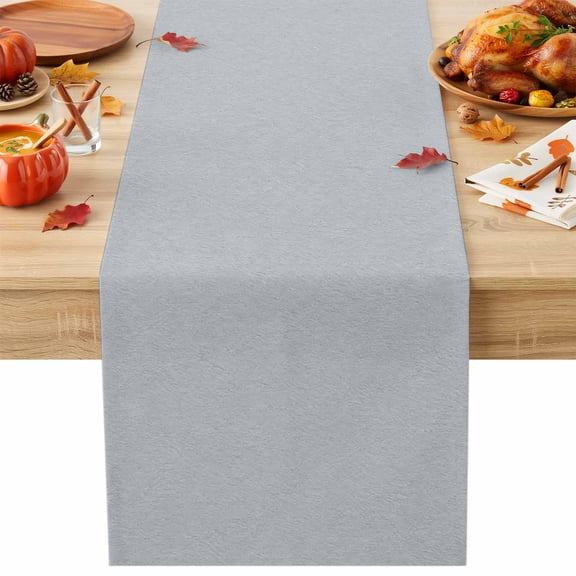 Silver Gray Table Runner, Boho Light Gray Solid Modern Minimalist Cotton Linen Kitchen Table Decoration Washable Dining Tabletop Runners for Home Party Decor 13x36 Inches