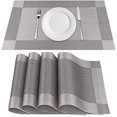 thumbnail image 1 of Silver Gray Washable Rectangular Indoor Placemats for Protect Table Set of 4, Non-slip Table Mats, 1 of 7