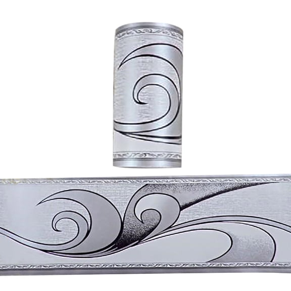 Silver Gray Wave Pattern Wallpaper Border Peel Stick Wall Decal for Living Room Bedroom 11x5x5cm Self Adhesive Waterproof Oil Proof
