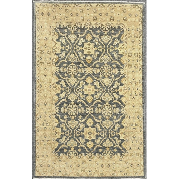 Silver Gray Ziegler 4X6 Handmade Wool Rug # 10301