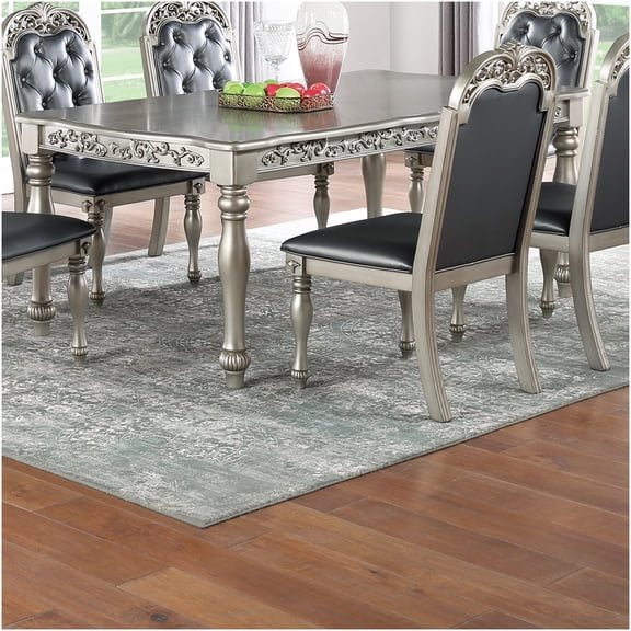 Silver Grey Antique Formal Dining Table | Rubberwood Rectangular Table for Dining Room